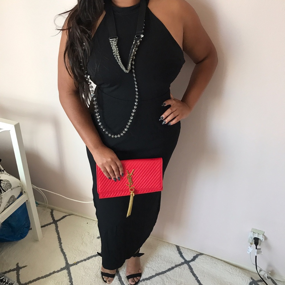 SOLD!Sexy and classic plus size black halter dress